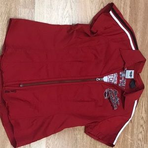 Harley-Davidson Red colorblock front zip shirt